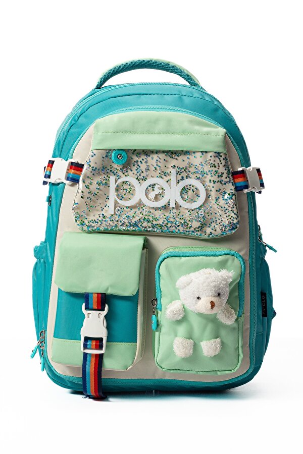 My Polo 2035 Çocuk İlkokul Ortaokul Çantası Sırt Çantası Okul Çantası Çok Bölmeli Ortopedik Sırt TURKUAZ
