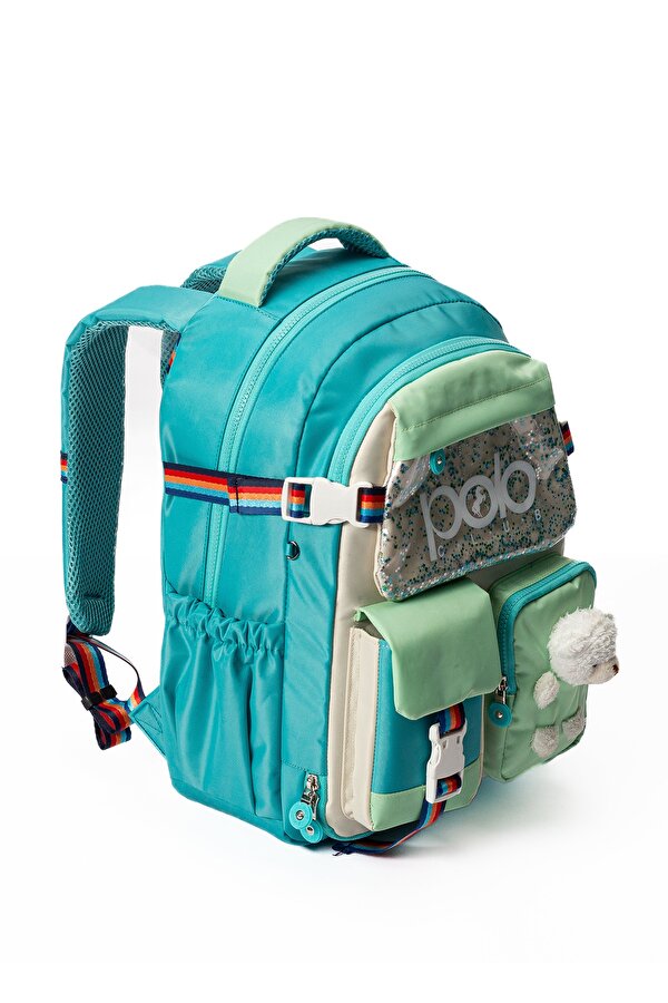 My Polo 2035 Çocuk İlkokul Ortaokul Çantası Sırt Çantası Okul Çantası Çok Bölmeli Ortopedik Sırt TURKUAZ