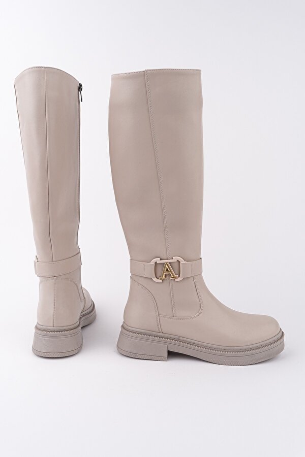 AVENTRA Kemer ve Toka Detaylı Fermuarlı Kadın Çizme