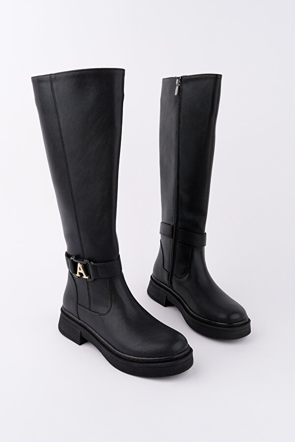 AVENTRA Kemer ve Toka Detaylı Fermuarlı Kadın Çizme
