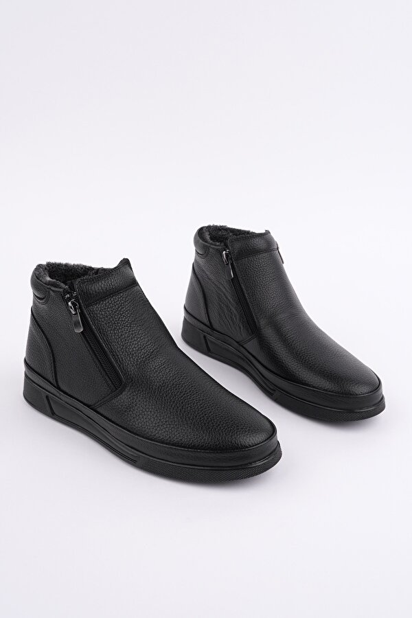 ANDY Hakiki Deri Çift Fermuarlı İçi Kürklü Erkek Kışlık Bot