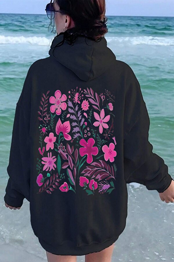 Bahar Esintisi Çiçek Baskılı Oversize Sweatshirt - 3 Al 1 Öde