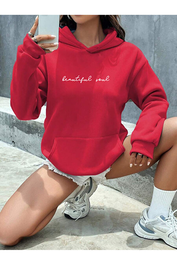 Unisex Beautiful Soul Baskılı Oversize Sweatshirt