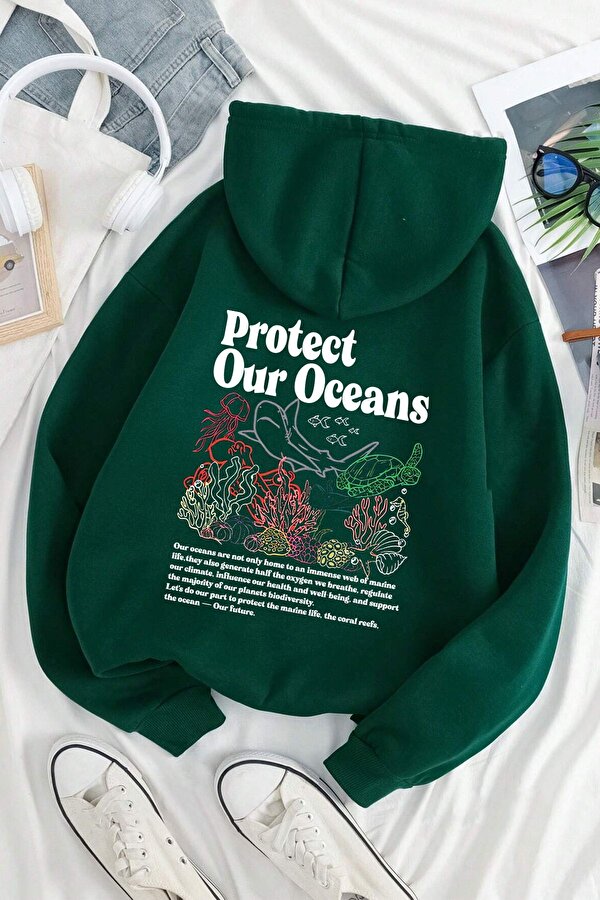 Oceans Baskılı Oversize Sweatshirt - 3 Al 1 Öde