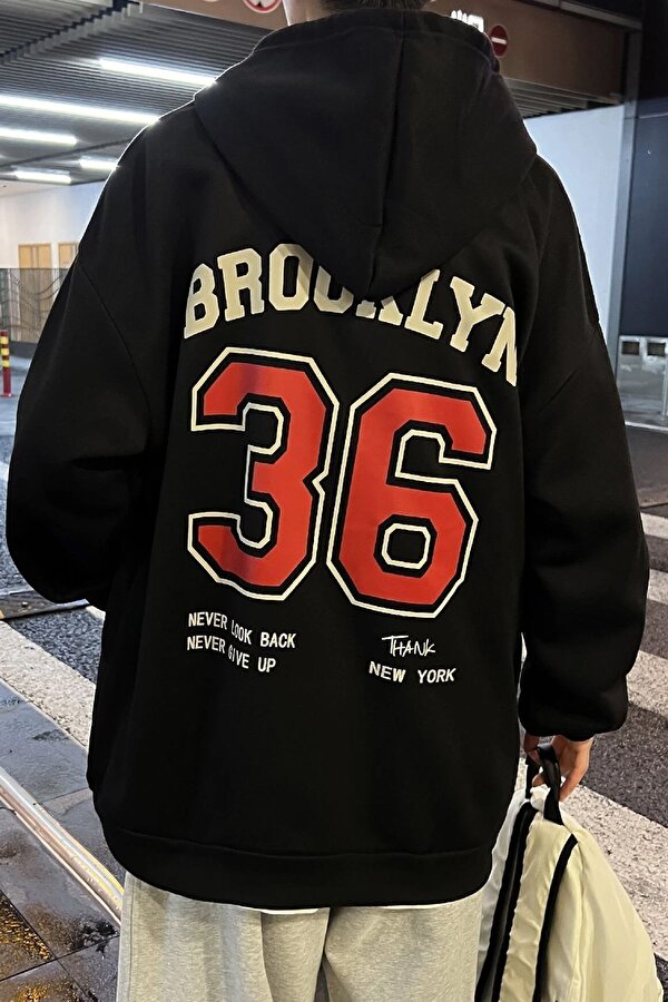 Erkek 36 Brooklyn Baskılı Oversize Sweatshirt - 3 Al 1 Öde