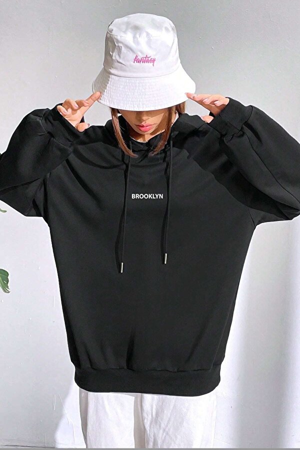 Unisex Oversize Brooklyn Baskılı Sweatshirt - 3 Al 1 Öde