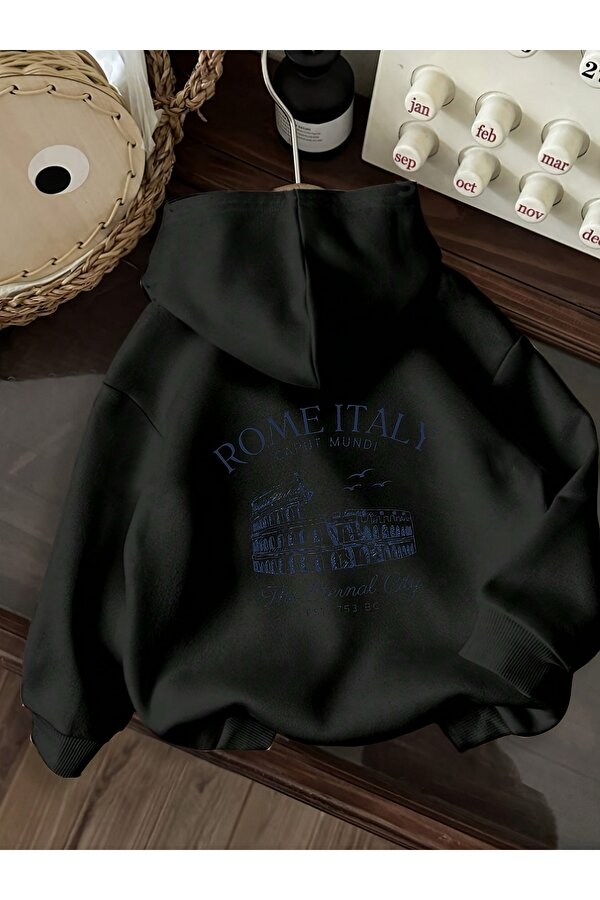 Unisex Rome Italy Baskılı Oversize Sweatshirt