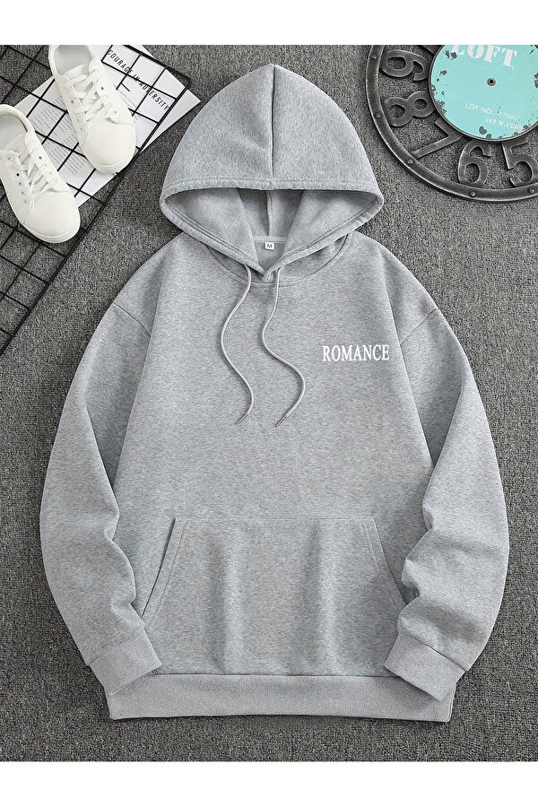 Unisex Romance Sirt Detayli Baskılı Oversize Sweatshirt