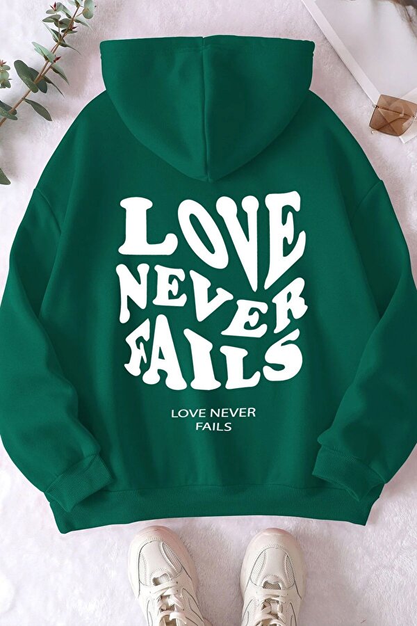 Unisex Love Never Fails Sırt Baskılı Sweatshirt - 3 Al 1 Öde