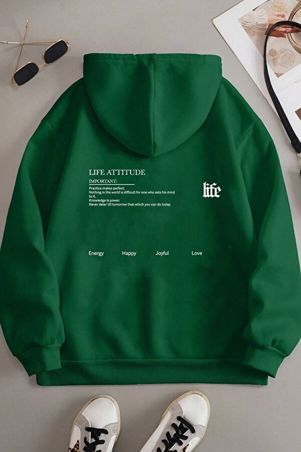 Unisex Oversize Life Baskılı Sweatshirt - 3 Al 1 Öde