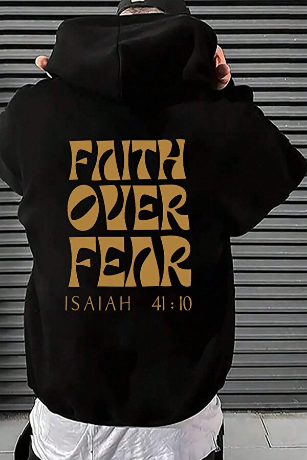 Faith Over Fear Baskılı Oversize Sweatshirt - 3 Al 1 Öde