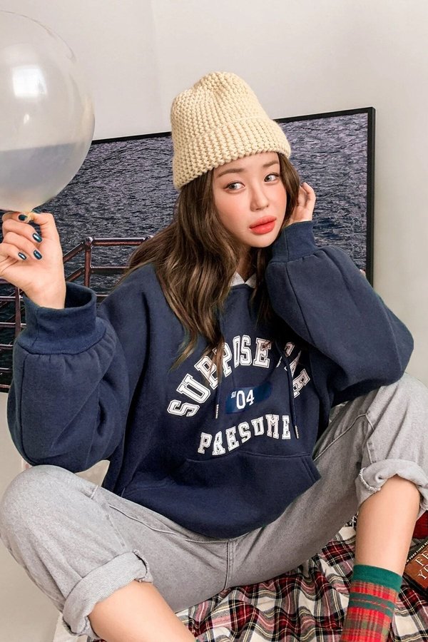 Kadın Lacivert Suppose Baskılı Oversize Sweatshirt - FLO 3 Al 1 Öde