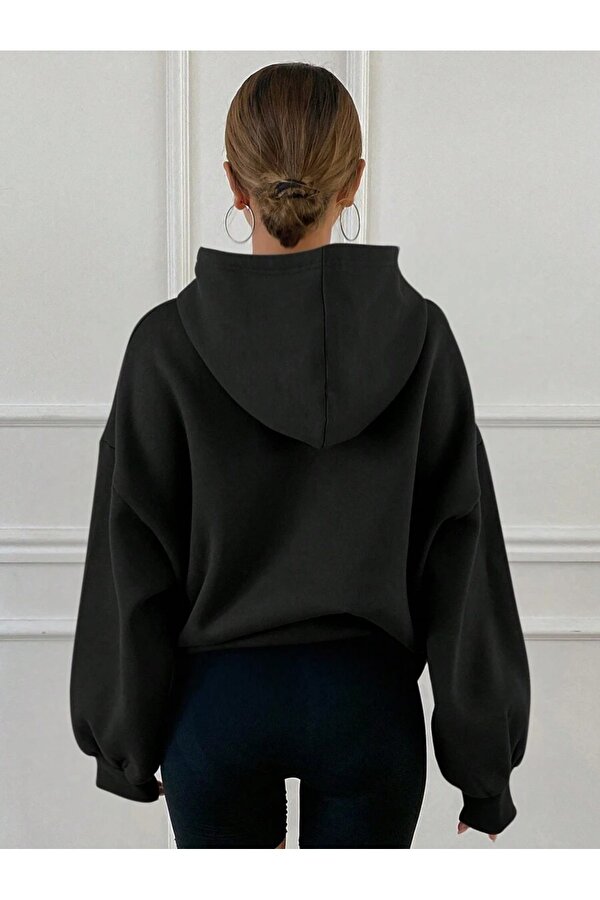 Unisex Minik Kurdele Baskılı Oversize Sweatshirt