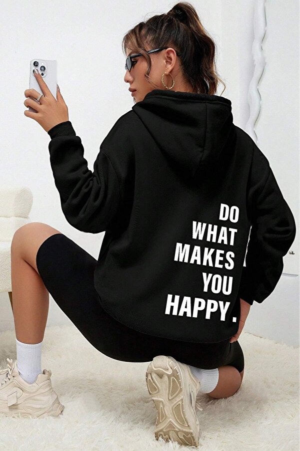Do What Makes You Happy Baskılı Unisex Oversize Sweatshirt - FLO 3 Al 1 Öde