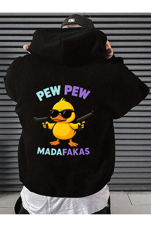 Unisex Pew Pew Karikatur Baskılı Tasarım Oversize Sweatshirt - 3 Al 1 Öde