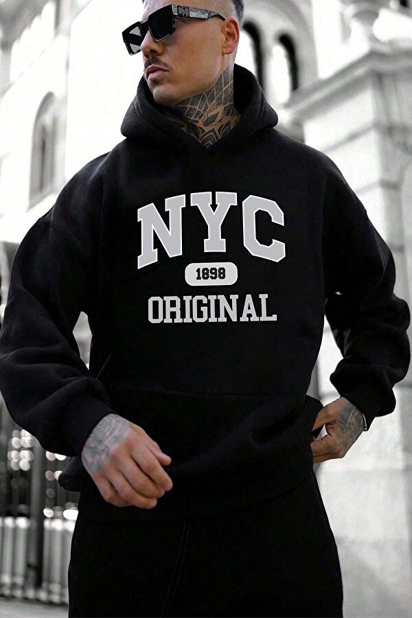 NYC Baskılı Unisex Oversize Sweatshirt - FLO 3 Al 1 Öde