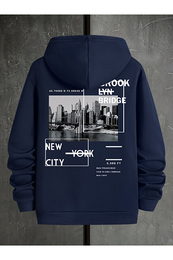 Unisex Brooklyn Bridge Baskılı Oversize Sweatshirt - 3 Al 1 Öde