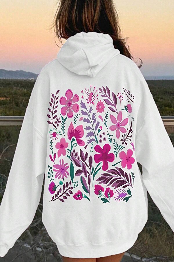 Bahar Esintisi Çiçek Baskılı Oversize Sweatshirt - 3 Al 1 Öde