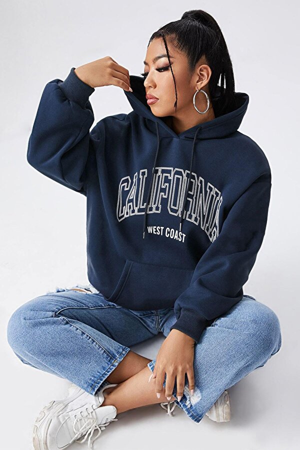 California Baskılı Oversize Sweatshirt - FLO 3 Al 1 Öde