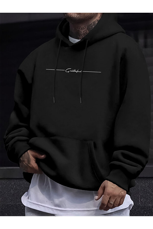 İmza Baskılı Oversize Sweatshirt