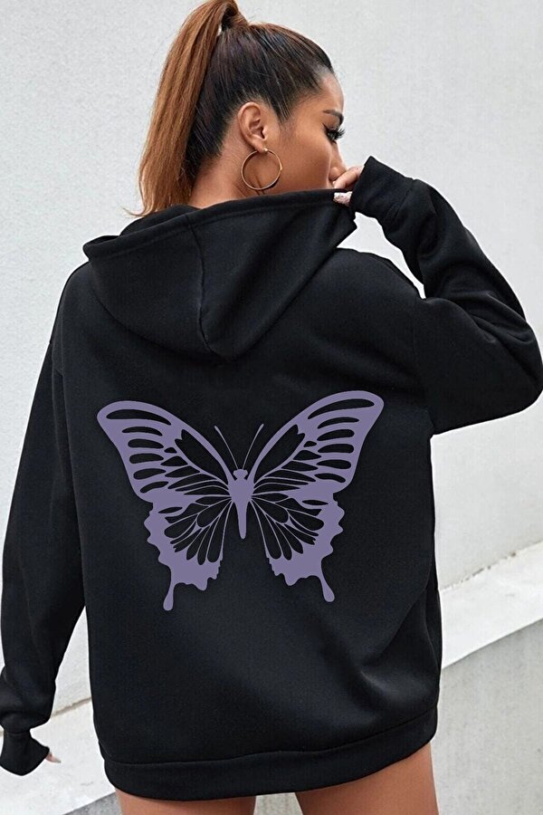 Unisex Butterfly Baskılı Sweatshirt - 3 Al 1 Öde