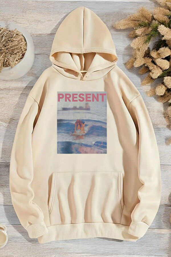 Present Baskılı Oversize Sweatshirt - 3 Al 1 Öde