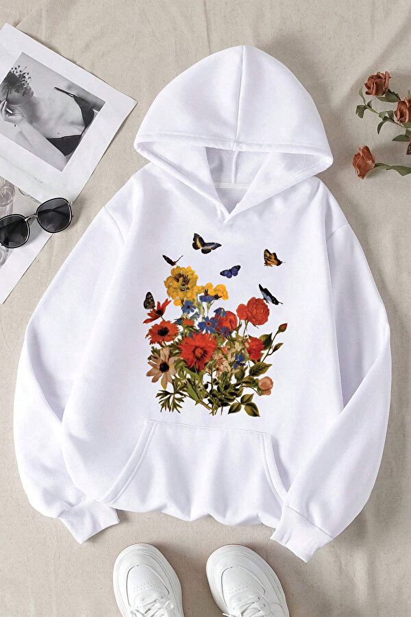 Renkli Çicek Baskılı Oversize Sweatshirt - 3 Al 1 Öde