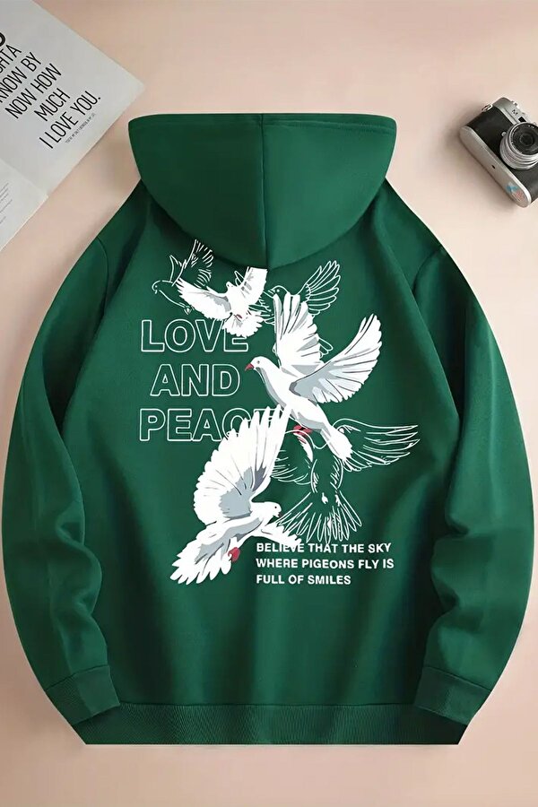 Love and Peace Baskılı Oversize Sweatshirt - 3 Al 1 Öde