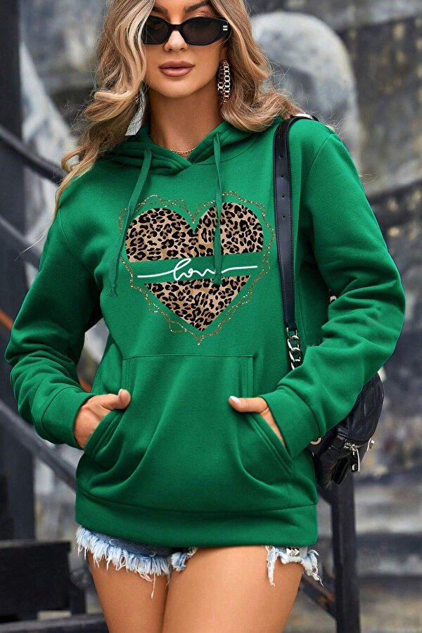 Kalp Baskılı Oversize Sweatshirt - 3 Al 1 Öde