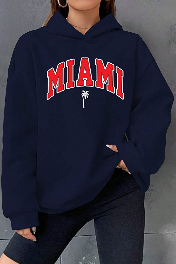Miami Baskılı Oversize Sweatshirt - 3 Al 1 Öde