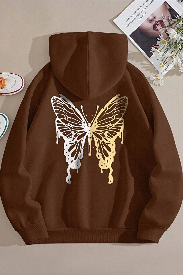 Unisex Butterfly Baskılı Sweatshirt - 3 Al 1 Öde