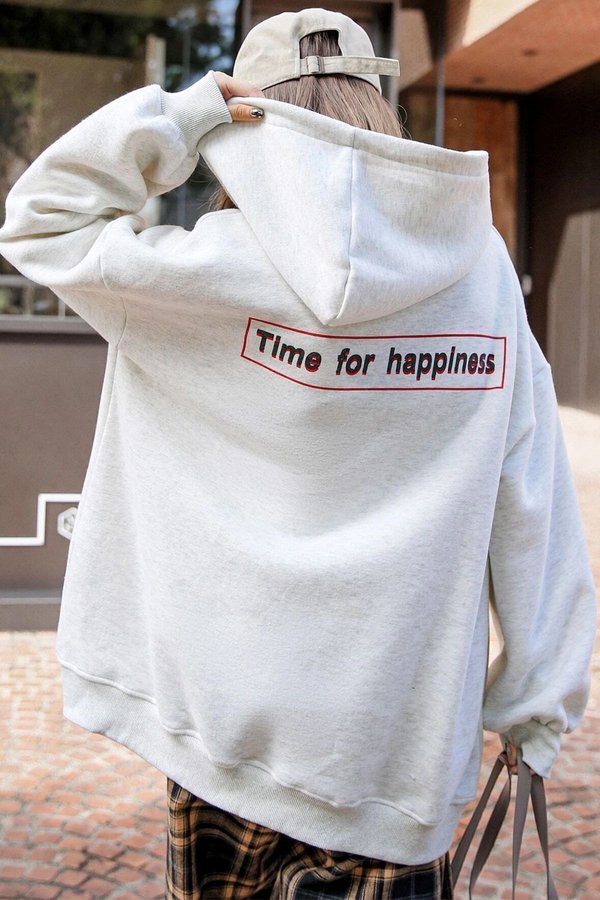 Unisex Time For Happiness Baskılı Oversize Sweatshirt - FLO 3 Al 1 Öde