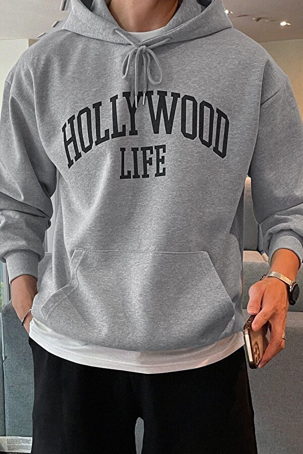 Erkek Hoolywood Life Baskılı Oversize Sweatshirt - 3 Al 1 Öde