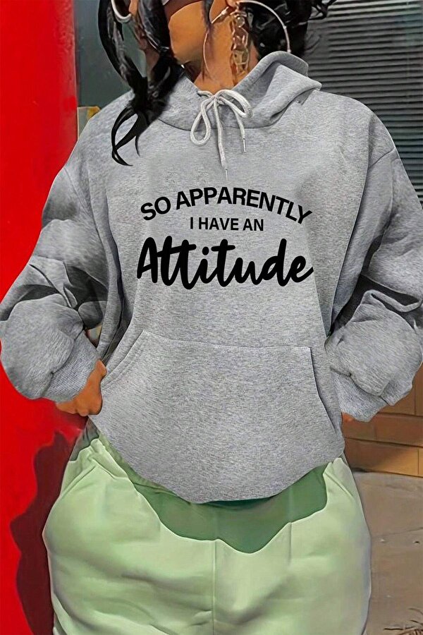 Attitude Baskılı Oversize Sweatshirt - 3 Al 1 Öde