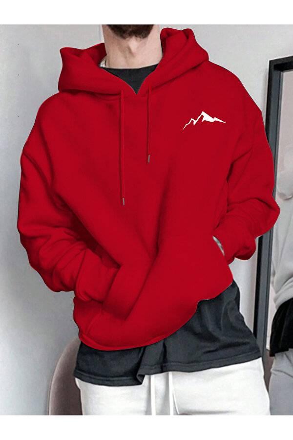 Unisex Minimal Dag Baskılı Oversize Sweatshirt