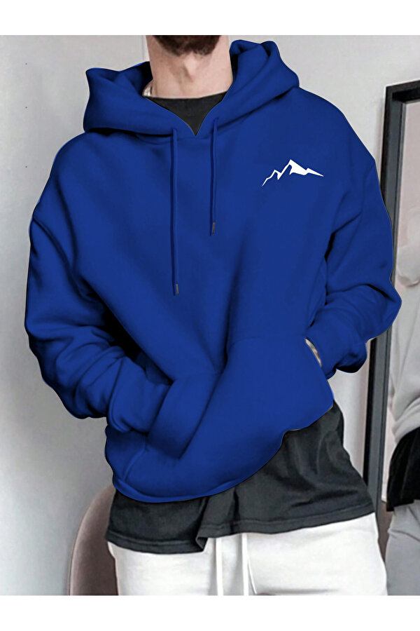 Unisex Minimal Dag Baskılı Oversize Sweatshirt