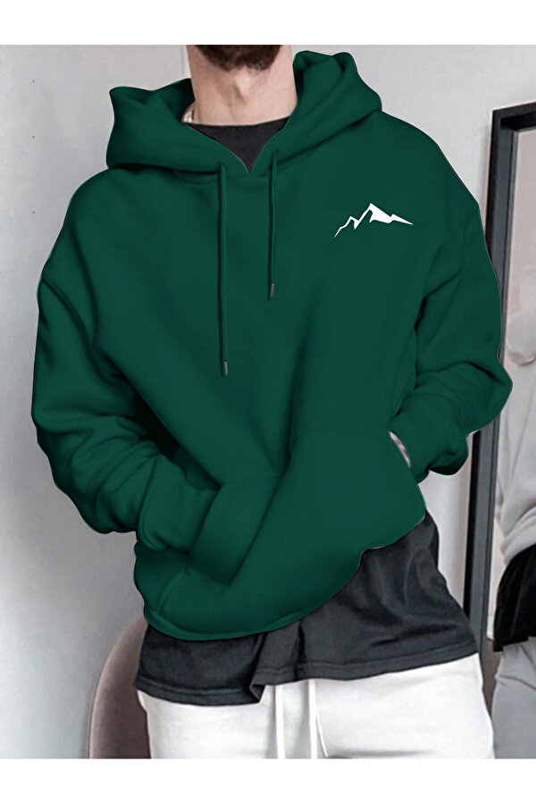 Unisex Minimal Dag Baskılı Oversize Sweatshirt