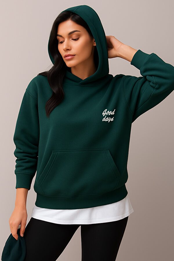 Unisex Good Days Baskılı Oversize Sweatshirt