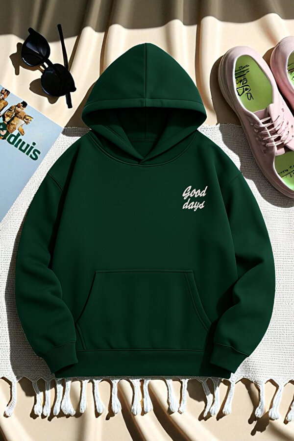 Unisex Good Days Baskılı Oversize Sweatshirt