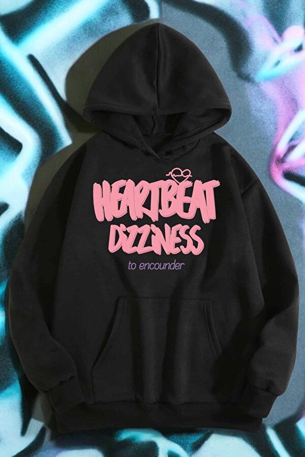 HeartBeat Baskılı Unisex Oversize Sweatshirt - 3 Al 1 Öde