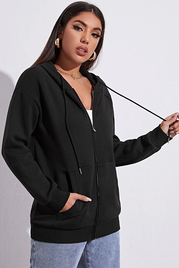 Fermuar Kapüşonlu Sweatshirt
