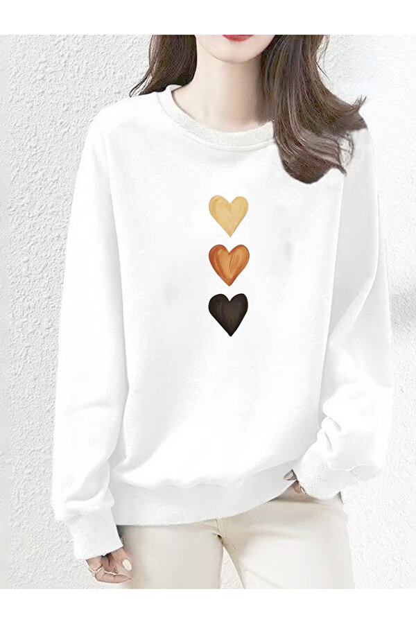 Unisex Sirali Kalpler Baskılı Tasarım Oversize Sweatshirt - FLO 3 Al 1 Öde