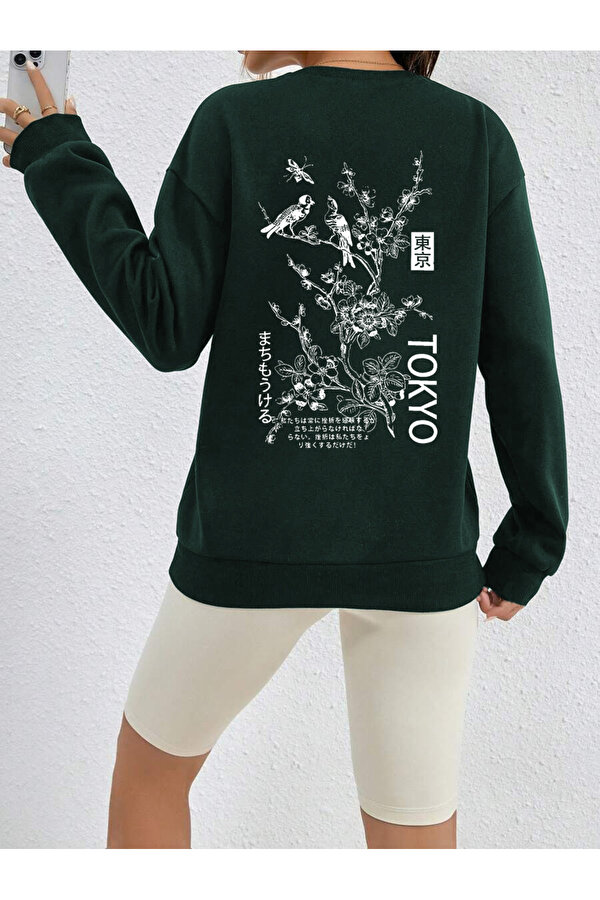 Unisex Tokyo Baskılı Tasarım Oversize Sweatshirt - 3 Al 1 Öde