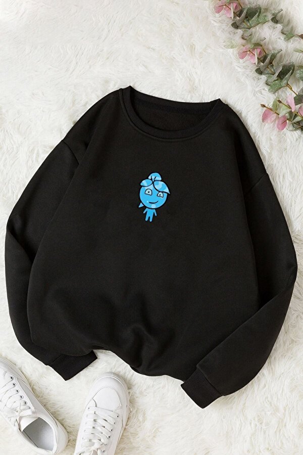 Unisex Su Avatar Baskılı Bisiklet Yaka Sweatshirt - 3 Al 1 Öde