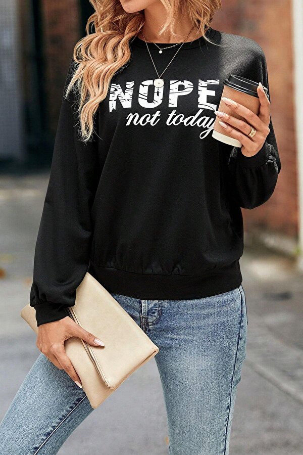 Unisex NOPE Baskılı Bisiklet Yaka Sweatshirt - 3 Al 1 Öde