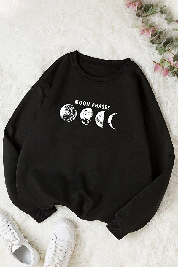 Unisex Celestial Sun Moon Bisiklet Yaka Sweatshirt - 3 Al 1 Öde