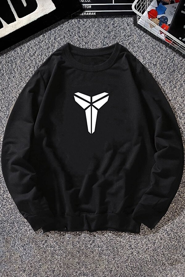 Unisex Kobe Baskılı Bisiklet Yaka Sweatshirt - 3 Al 1 Öde