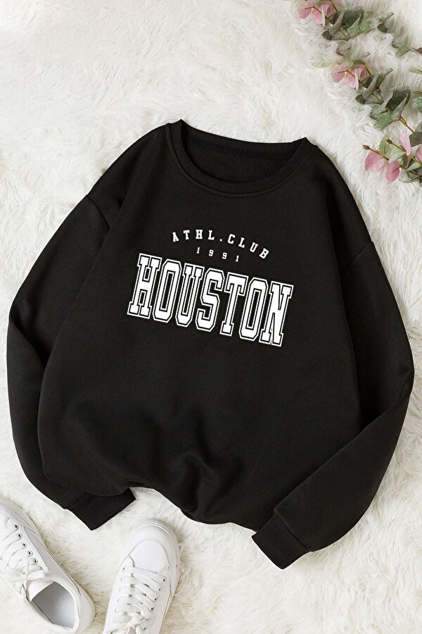 Unisex Houston Bisiklet Yaka Sweatshirt - 3 Al 1 Öde