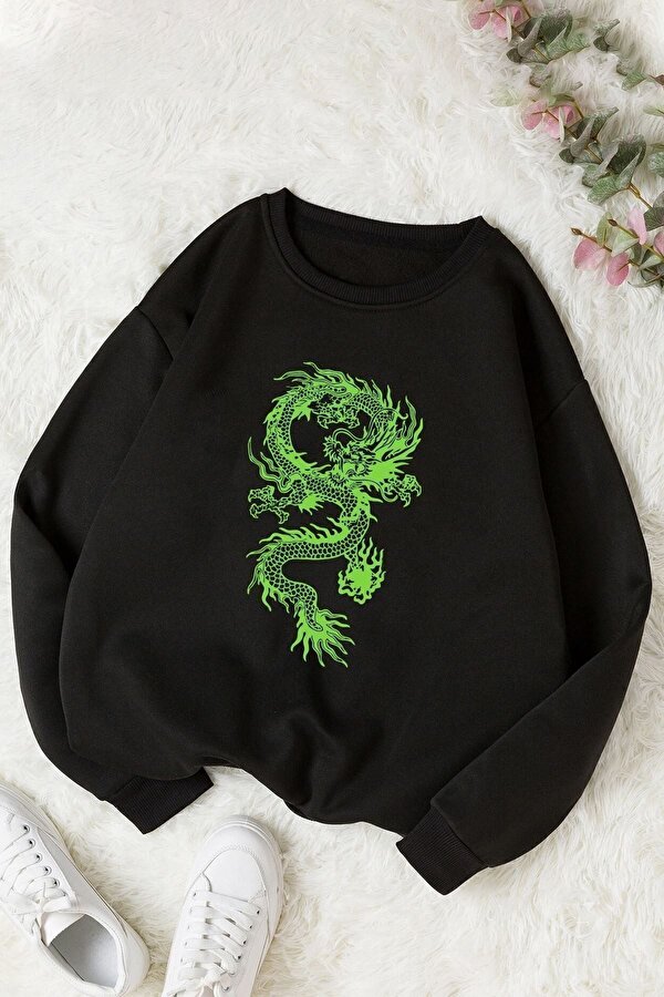 Unisex Chinese Dragon Bisiklet Yaka Sweatshirt - 3 Al 1 Öde