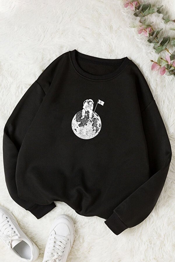 Unisex Astronot Bisiklet Yaka Sweatshirt - FLO 3 Al 1 Öde